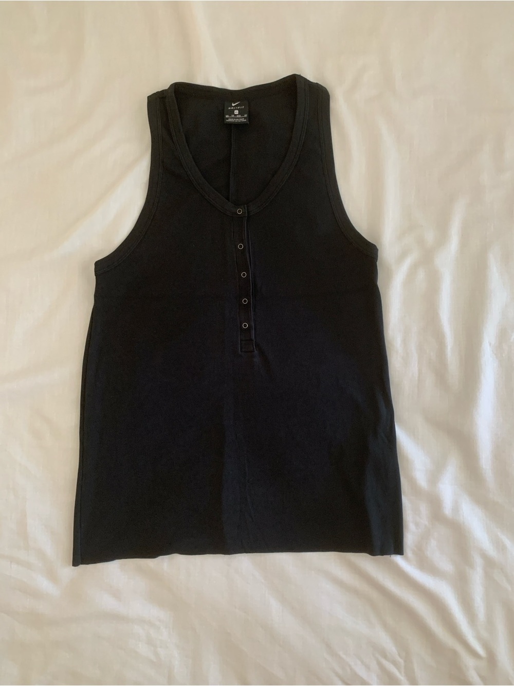 Nike Yoga Dri-FIT Henley Ribbed Tank Top Black XS CU5413-010 EUC